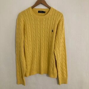 Polo Ralph Lauren Cable Knit Sweater Womens XL Crewneck Pony Logo Preppy Ivy